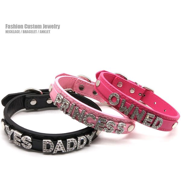 Collier ras du cou avec lettres en strass, Sexy, personnalisé, bijoux pour hommes et femmes, bricolage, nom personnalisé, Costume de Cosplay, fête