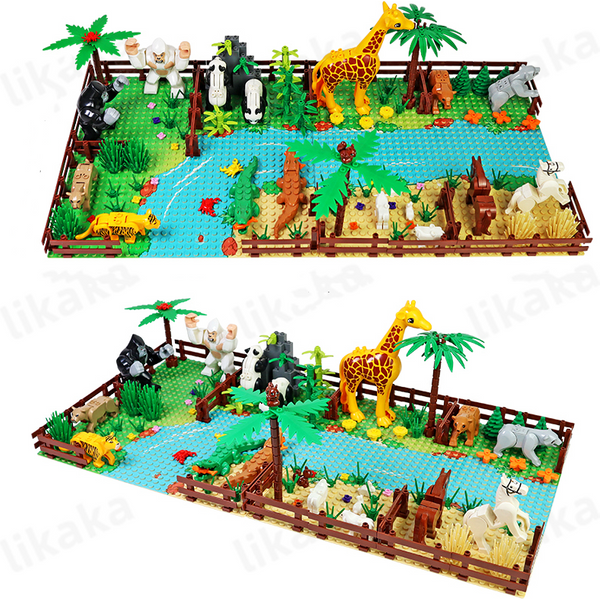 MOC Zoo Tiere Bausteine Spielzeug Set für Kinder Montessori Geschenk Kompatibel Klassische Blöcke Stadt Freunde Wilde Tiere Ziegel Spielzeug