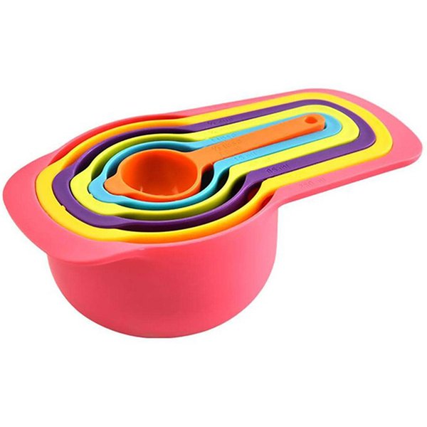 Tasses à mesurer de couleur cuillère à mesurer en plastique mesure graduée café lait thé cuillère à mesurer outils de cuisson ménage TMZ 6 pièces