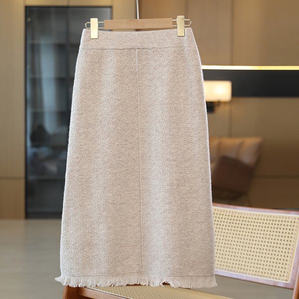 Nouveau Chic femmes automne hiver laine jupe longue droite Tube jupe 100% laine mérinos tricots grâce robe douce Style coréen jupe