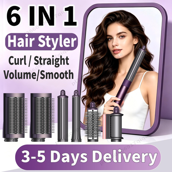 SenCiciMen Haartrocknerbürste 6 in 1 Haarstyler Negativ-Ionen-Föhnbürsten-Set - 110.000 U/min Hochgeschwindigkeits-Heißluftbürste, Luftstyler, Lockenwickler, Lockenstab, Haarstyling-Tool zum Glätten,