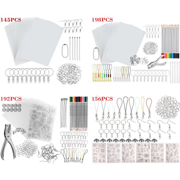 Heat Shrink Plastic Sheets Set Shrinky Art Film Paper Heat for DIY Keychain Ornaments Creative Craft Embellishment Scrapbooking