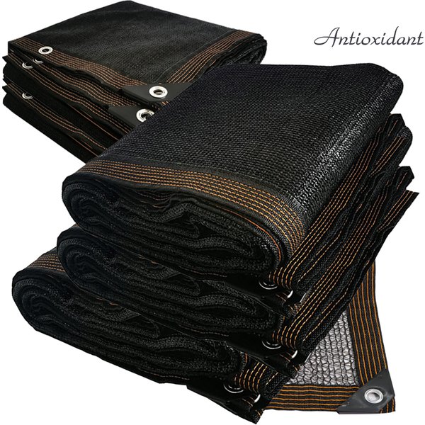 Grille d'ombrage noire avec œillets, bâche en maille, protection solaire de jardin, anti-UV, HDPE 50%, filet d'ombrage, couverture de plante, serre, 3 broches, 23 tailles