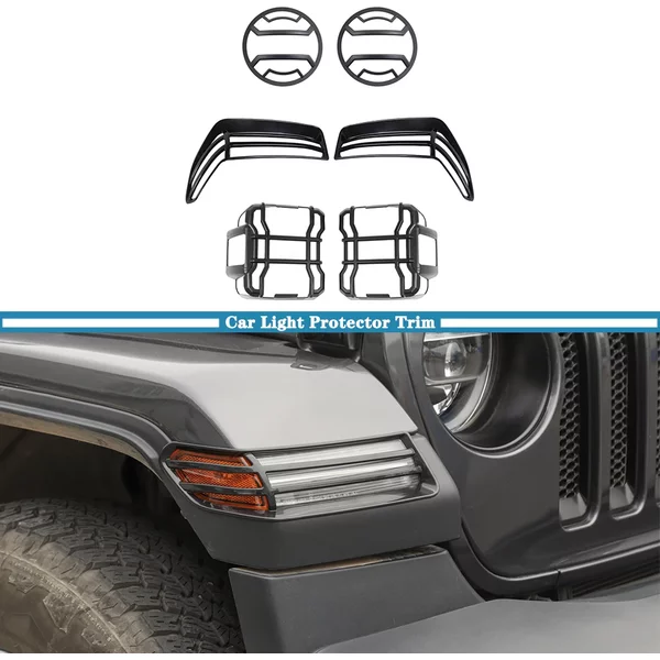 Auto-Rücklicht- und Scheinwerferabdeckung, Radlaufzierleiste, Lampenschutz für Jeep Wrangler JL JT Gladiator 2018-2023, Innenraumzubehör