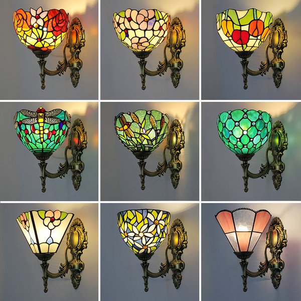 Applique murale européenne tiffany appliques murales salon chambre méditerranéenne vitrail luminaires Loft décor à la maison