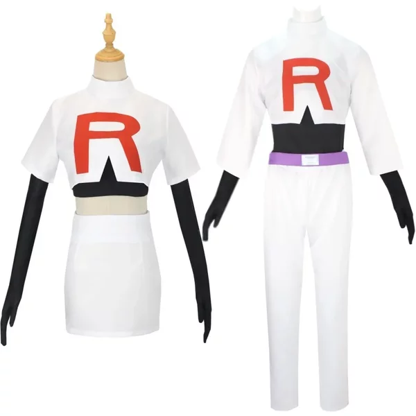 Nouveau costume de cosplay d'anime Rocket Team, Jessie Musashi, James Kojirou, costume de cosplay pour Halloween et carnaval, tenue blanche complète