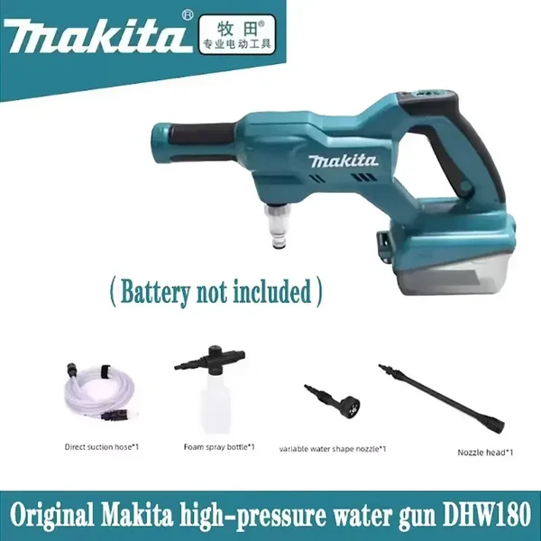 Neues Modell Makita DHW180 Akku-Hochdruckreiniger 18V Kabelloses Tragbares Reinigungsgerät mit Hoher Durchflussrate Elektrowerkzeug