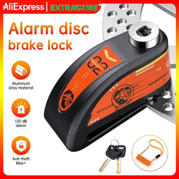 Antivol de disque de frein de moto Extractme avec alarme 120 dB – Cadenas de sécurité pour roue, antivol pour cyclisme et moto