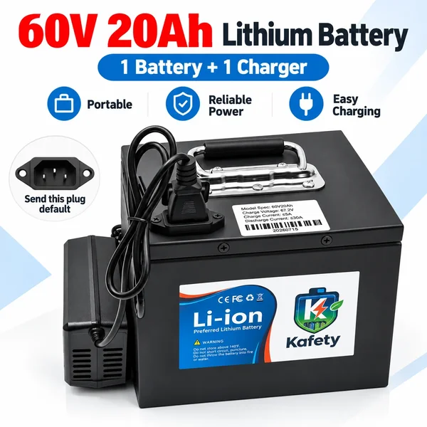 60V 20Ah Li-Ionen-Akku für E-Bike Elektroroller Motorrad 500W-3000W Wiederaufladbarer Akku mit 110V-240V Ladegerät