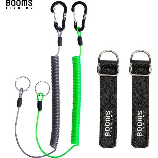 Booms Fishing T01 2M lanières enroulées de pêche avec ceinture d'attache de canne lanière de pêche pour cordes de navigation avec outils de mousqueton de Camping
