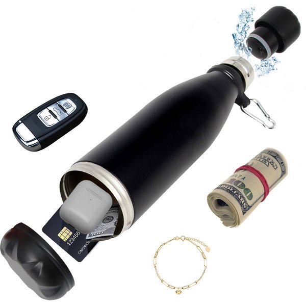 Secret Hidden Safe Diversion Water Bottle Steel Secret Stash Spot Can Hidden Safes Storage Compartment for Cards Keys Cash Money
