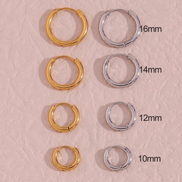10mm 12mm 14mm 16mm bases petit cerceau boucle d'oreille Huggies boucles d'oreilles pour fille femmes plaqué or couleur argent boucle d'oreille en acier inoxydable