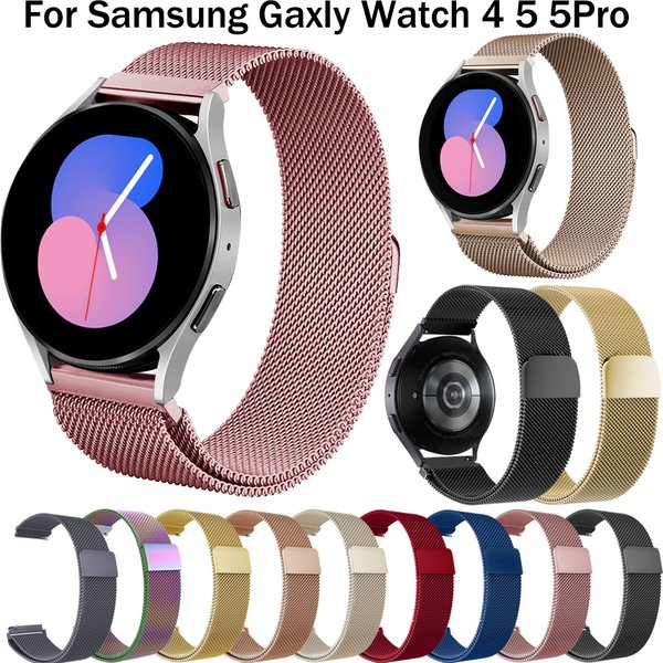 Bracelet en métal pour Samsung Galaxy Watch 5 Pro/7/6/5/4/Active 2, 40mm 44mm, 4 bracelets de remplacement à boucle magnétique milanaise classique