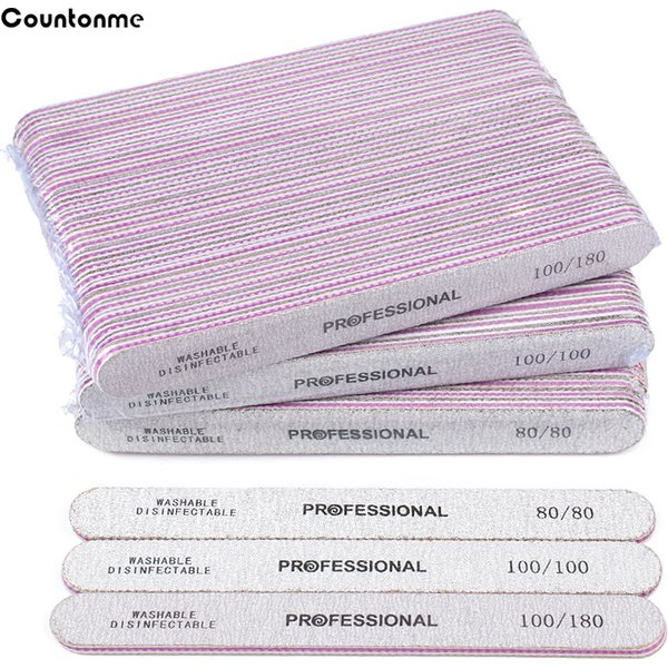 Lime à ongles Double face en papier de verre, 50 pièces, 80/100/180, planche d'émeri, tampon de manucure pour Salon de manucure, fourniture d'ongles