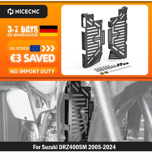 NICECNC Für Suzuki DRZ400SM 2005-2024 DRZ400S 2000-2024 Motorrad Kühlerabdeckung Schutz Aluminium DRZ 400SM DRZ 400S DR-Z 400SM DR-Z 400S