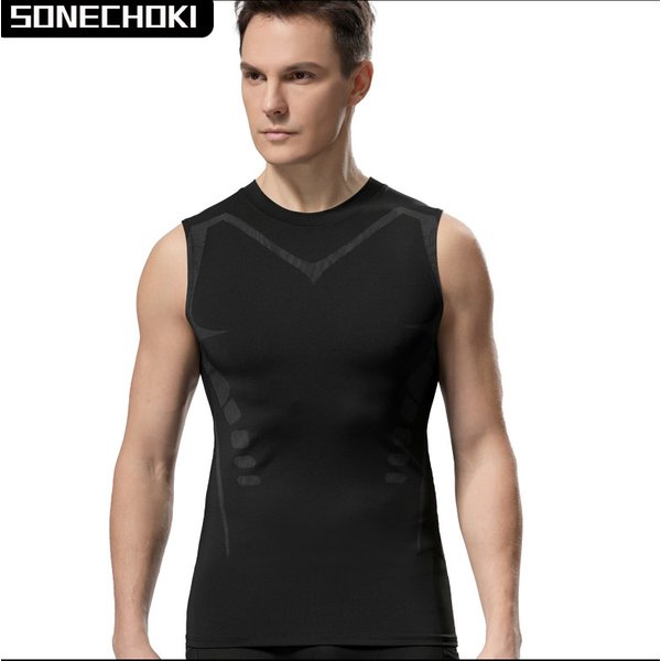 Compression Tank Top Men Gym Shirt Sleeveless Quick Dry Printing Sportswear Male Fitness Bodybuilding Vest Workout Muscle Top