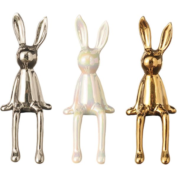 Ornement décoratif en glaçure de lapin intensifié, figurines d'animaux pour chambre à coucher, étagère, bureau, entrée intérieure