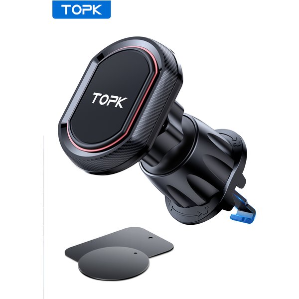 TOPK Magnetic Car Phone Holder 360 Rotation Air Vent Car Phone Mount Upgrade Hook Clip Phone Car Stand for Cellphones