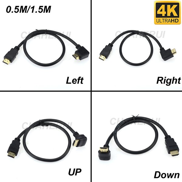 0.5/1,5 M HDMI ZU HDMI Kabel MÄNNLICHEN HD/Links/Rechts UP Down 90 Grad Winkel Hohe geschwindigkeit 4K 90 V 1,4 Verlängerung Kabel Für PS4 TV Camer