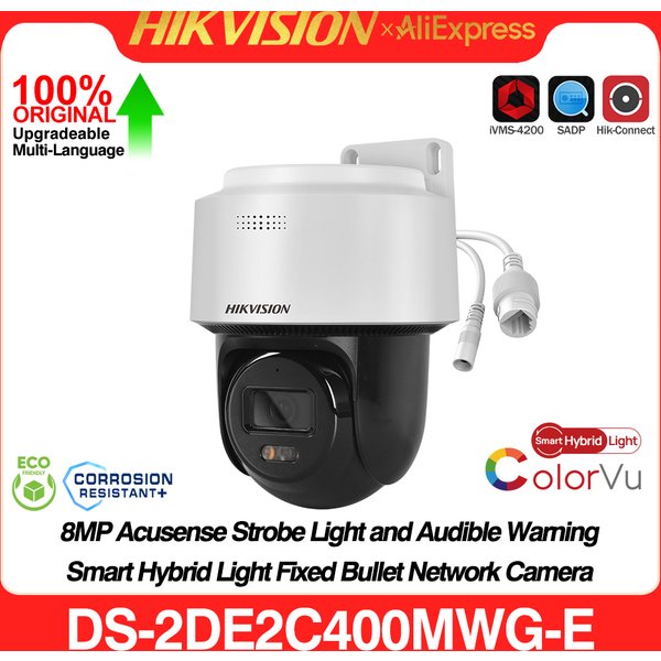 Original Hikvision 4MP 2,8mm Objektiv DS-2DE2C400MWG-E Feste Outdoor Smart Hybrid-Light Mini PT IP-Kamera mit Auto-Tracking und SD-Slot