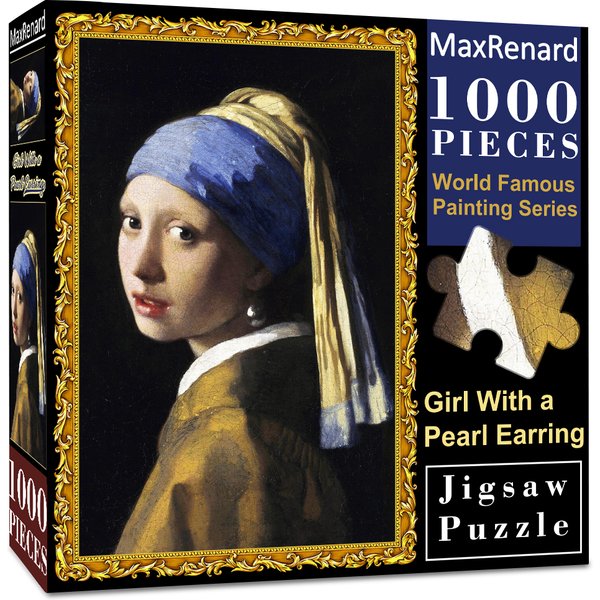 MaxRenard Jigsaw Puzzle 1000 Pieces for Adult Jan Vermeer Girl with Pearl Earring Environmentally Friendly Paper Christmas Gift