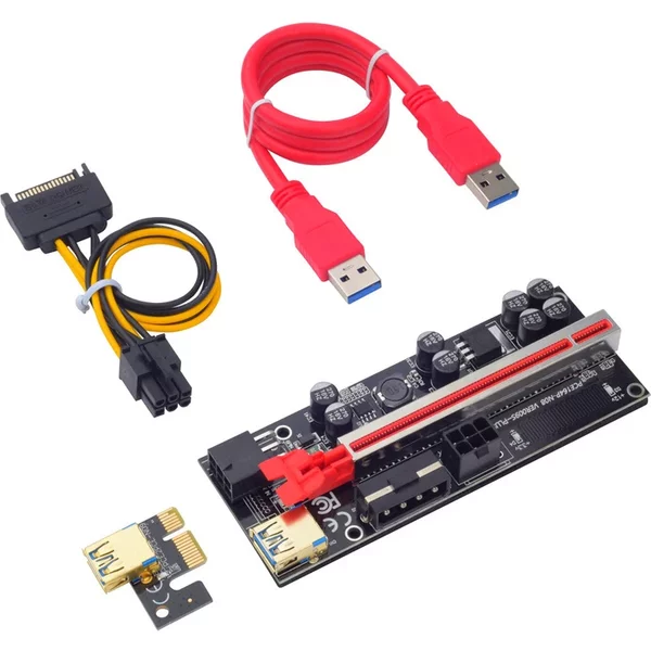 NEW PCI-E 009S Plus PCIE X1 to X16 Riser Card VER009S Plus 4Pin 6Pin Power for 60CM USB 3.0 Cable Graphics Card GPU Miner Mining
