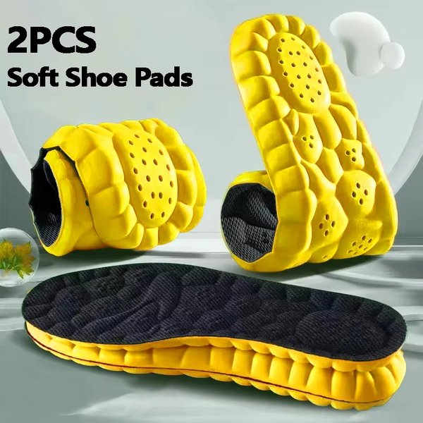 Semelles de sport 4D, semelles en PU, souples, respirantes, absorption des chocs, coussinets de soutien robustes, soulagement de la douleur, course à pied, soins orthopédiques