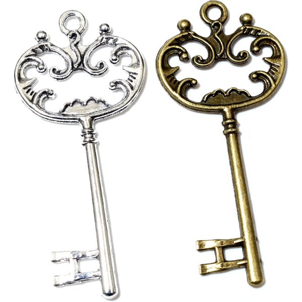 Breloques Vintage en Argent Plaqué Bronze, Clé Mignonne de 68x30mm, Antique, Document, Motexecutive, Bricolage, Fait à la Main, Tibétain, Trouver des Bijoux, 5 Pièces