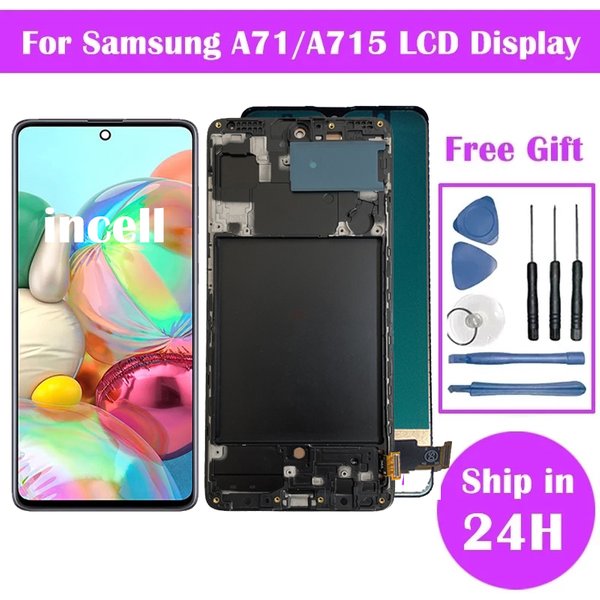 A71 Écran D'affichage avec Cadre pour Samsung Galaxy A71 A715 A715F L'assemblée de convertisseur analogique-Numérique D'écran Tactile d'affichage d'affichage à cristaux liquides de Panneaux
