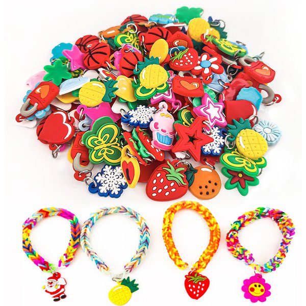 48 pièces pendentifs bricolage métier à tisser coloré élastique Bracelet fabrication de bijoux perles jouet coloré Animal fleur perles Style aléatoire 2023