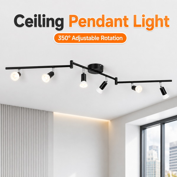 Lustre LED moderne rotatif 110V 220V avec spots LED GU10 remplaçables pour salon, salle à manger, couloir, plafonnier