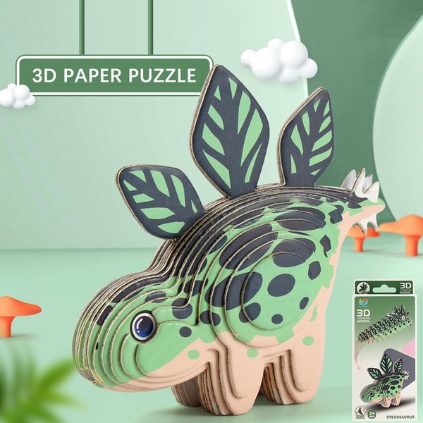 Puzzle en papier dinosaure 3D pour enfants, jouets Montessori, bricolage amusant, assemblage manuel, modèle tridimensionnel, jouet pour garçon et fille