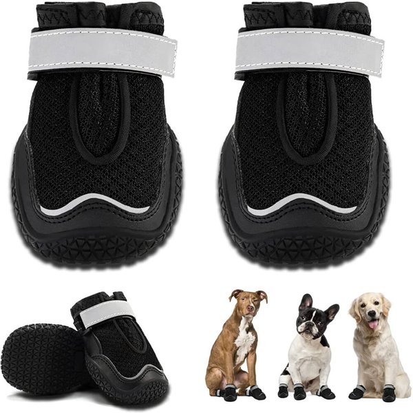 4 Stück, Hundes tiefel atmungsaktive Hundes chuhe Hundes chuhe mit reflektieren den Trägern, rutsch fester Sohle und rutsch festen Hundes chuhen