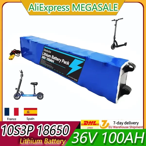 Wiederaufladbarer Akku 10S3P 36V 100000mAh 36V Elektroroller-Akkupack 18650 Lithium M365 Elektroroller 36V Akku