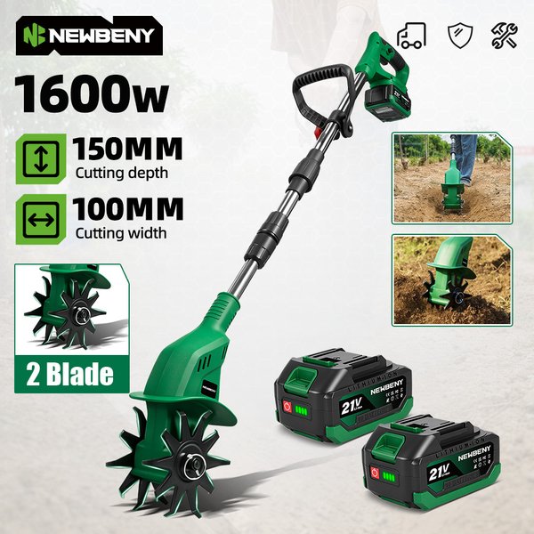 NEWBENY 1600W Elektrische Bodenfräse 150MM Tragbarer Rasentrimmer Bodenwender Rasenmäher-Werkzeug für Makita Akku
