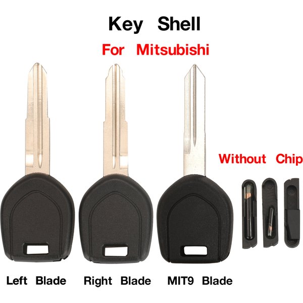 jingyuqin 10PCS Transponder Key Shell For MITSUBISHI Lancer Mirage Outlander Pajero Remote Key Left/Right/MIT9 Blade No Chip
