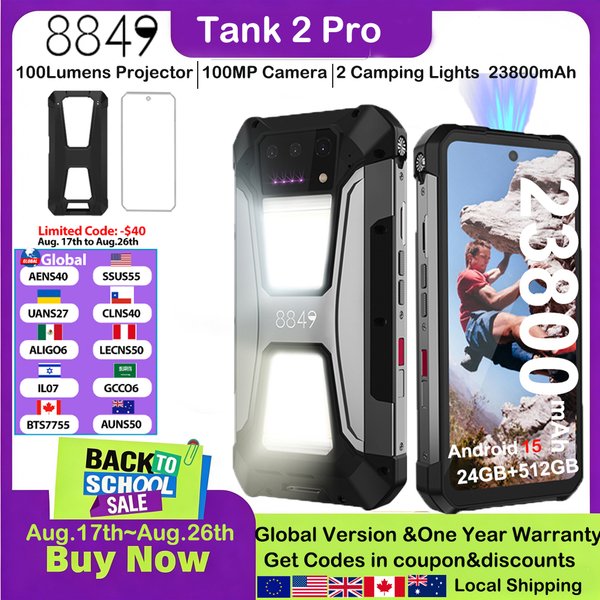 8849 Tank 2 PRO Robustes Smartphone mit Projektor 6,79 Zoll 2,4K-Display 24 GB 512 GB Mobiltelefon 23800 mAh 120 W Android 14 Telefon