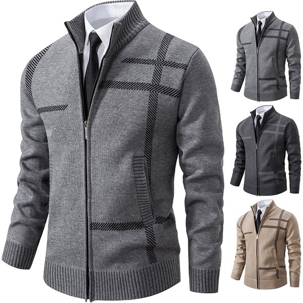 Men's Knitted Cardigan Wool Cashmere Sweaters Velvet Turtleneck Knitwear Cold Fashion Blouse Y2K Boy Jumper Coat Hombre Overcoat
