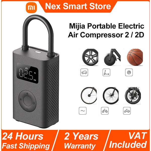 Xiaomi Mijia Przenośny Elektryczny Kompresor Powietrza 2/2D, Inteligentny Cyfrowy Pompa do Opon z Detekcją Ciśnienia, Wielofunkcyjna Elektryczna Pompka Powietrza 2