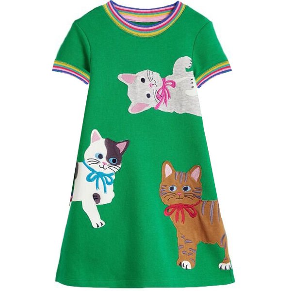 Jumping Meters 2-12T Prinzessin Mädchen Kleider Katzen Stickerei Sommer Kurzarm Baby Kleidung Geburtstag Kinder Kostüm