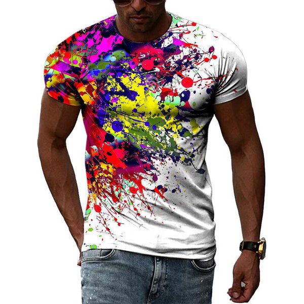 T-shirt à imprimé graphique 3D pour homme, mode estivale, style décontracté hip-hop Harajuku, fleurs, col rond, manches courtes