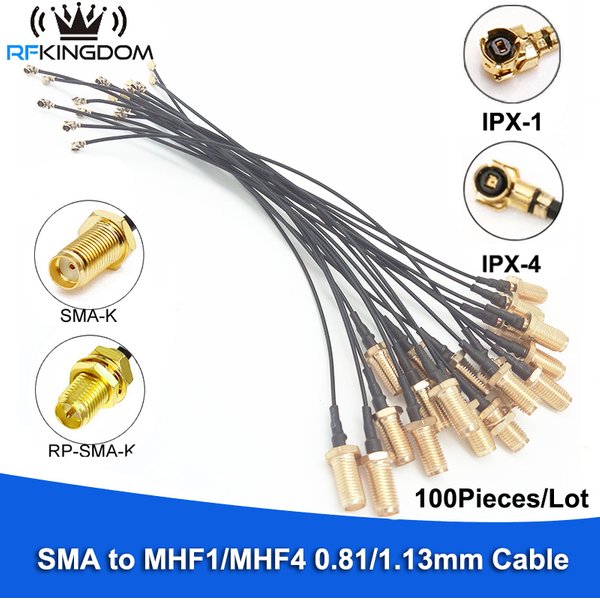 100 Teile/los Hochfrequenz 0,81mm 1,13mm Pigtail Adapter Kabel RP SMA Buchse auf U.FL/IPX1 MHF4 Buchse für Netzwerk Karte 5-30cm