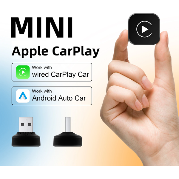 Ultra Mini 2-in-1 Kabelloser CarPlay & Android Auto Adapter 5,8GHz WLAN Plug&Play für 99% der Fahrzeuge mit Werks-Kabelanschluss BT 5.0 OTA-Upgrade