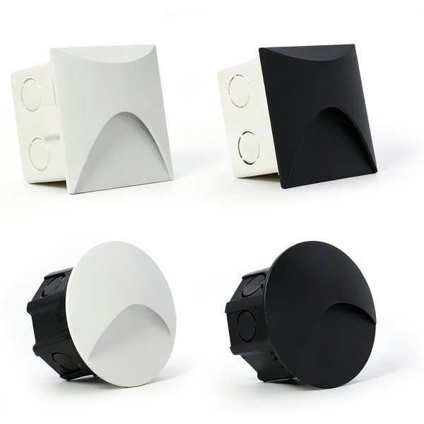 Led escalier lumière étape lumières 3W carré rond encastré intérieur extérieur étanche escalier mur LED lampe pour la maison étapes passerelle