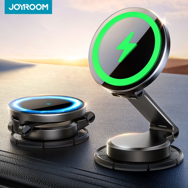 Joyroom Magnetyczny uchwyt samochodowy N55 Silny magnes 15 W Bezprzewodowe ładowanie 360 ° Obrotowy składany uchwyt na telefon Szybka ładowarka samochodowa JR-ZS408