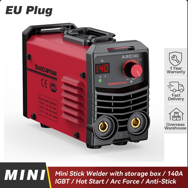 ARCCAPTAIN ARC140 Tragbares Schweißgerät Inverter ARC MMA Elektroschweißgerät Stromregulierbar Kompaktes Schweißgerät mit Werkzeugkasten