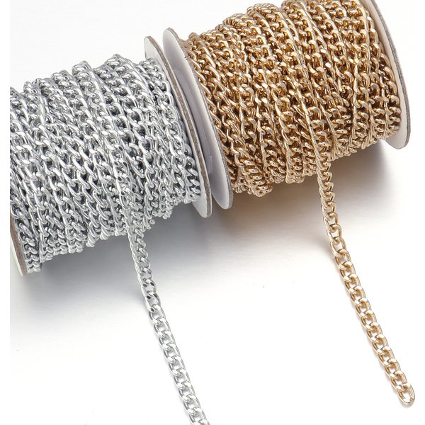 5 Yards/Rolle Metall-Aluminium-O-förmige Ketten Gold-Silber-Farbe Twist-Kette für DIY-Schmuckherstellung, Kleidung, Tasche, Zubehör, Zubehör