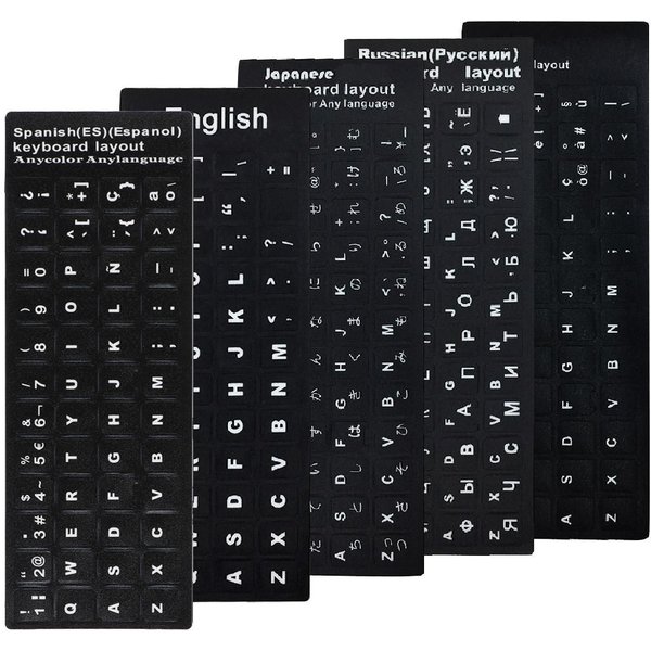 Autocollants de clavier résistants à l'usure, lettres espagnol/anglais/russe/Deutsch/arabe/italien/japonais de remplacement pour ordinateur portable