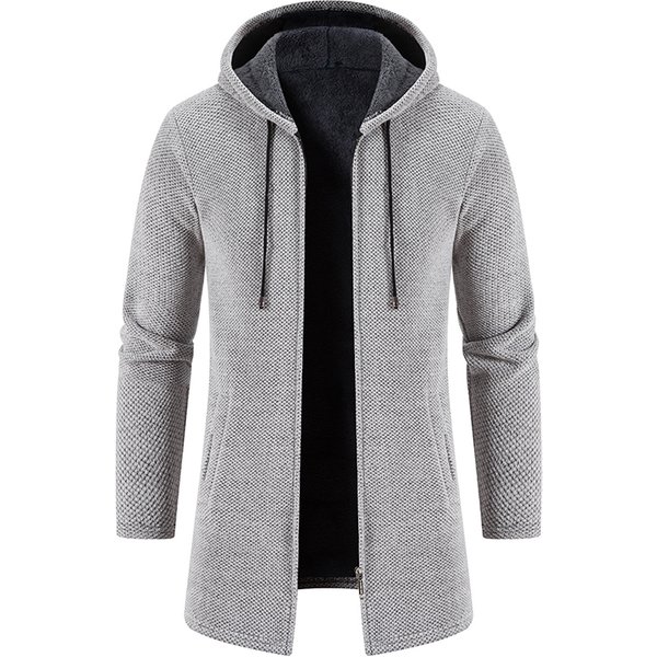 Männer Winter Lange Trenchcoat 2023 Stricken Pullover Jacke Fleece Wind Breaker Navy drehen-unten Hoodies Zipper Strickjacke Männlichen mantel