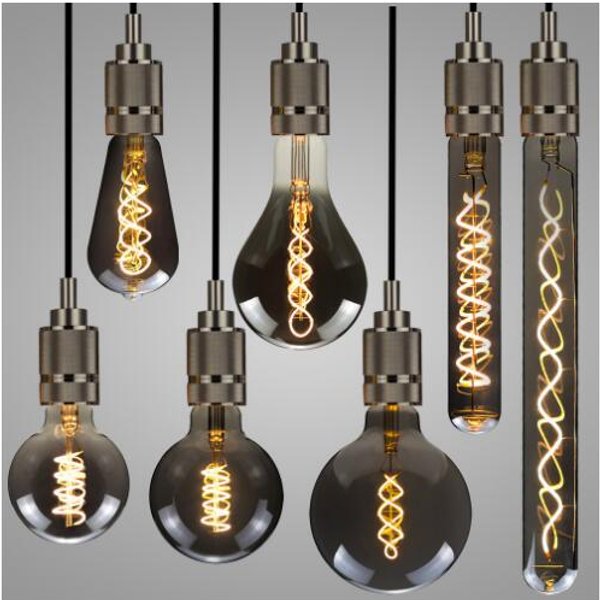 LED ST64 G95 G125 4W 8W Dimmbar E27 220V 110V Rauchgrau 2700K GSpiral Glühlampe Retro Vintage Dekorative Licht Edison Lampe